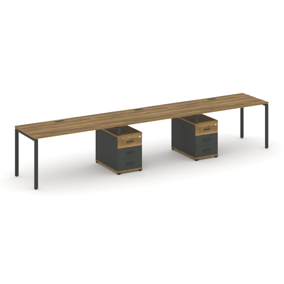 Concept Рабочая станция 3 места с 2 опорными тумбами CN.ORS-335 A Сандал Янтарный/Антрацит/Металл Ан