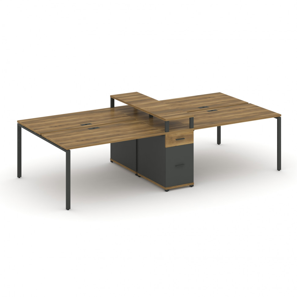 Concept Рабочая станция 4 места с 1 опорной тумбой CN.DRS-439 A Сандал Янтарный/Антрацит/Металл Антр Concept Рабочая станция 4 места с 1 опорной тумбой CN.DRS-439 A Сандал Янтарный/Антрацит/Металл Антр