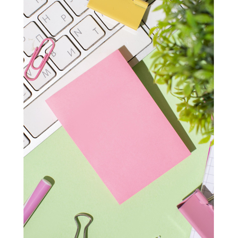 Стикеры Attache с клеев. краем 76х51,неон, розовый 100л