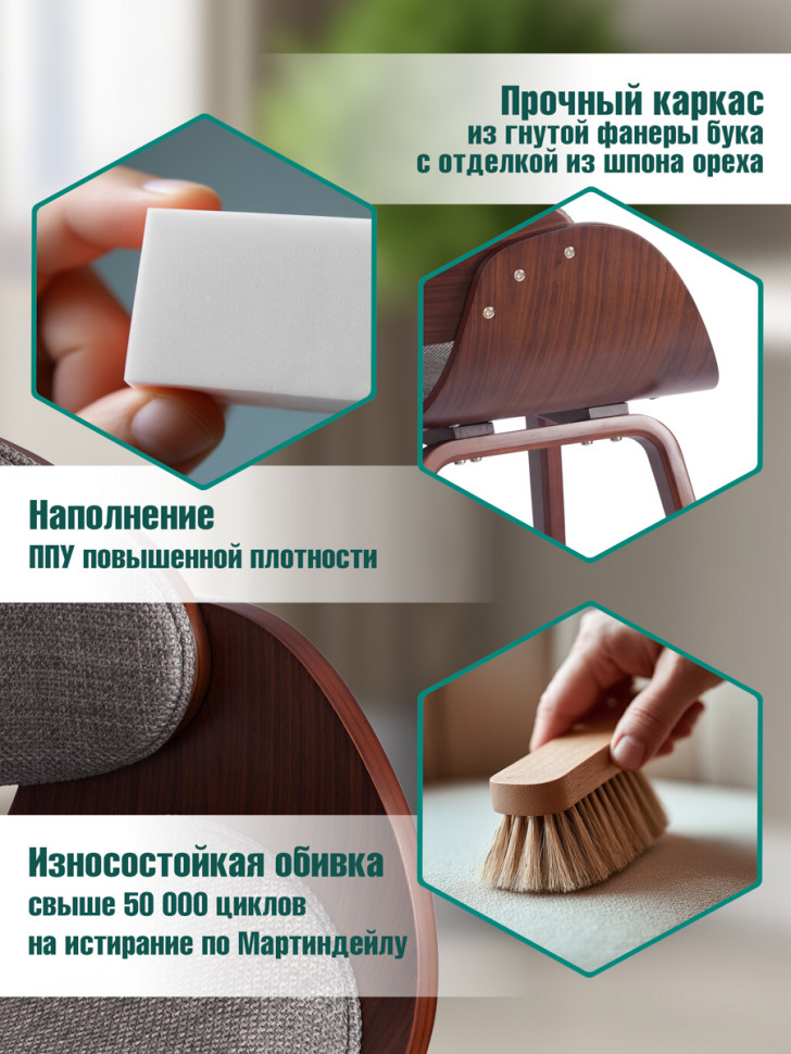 Стул LANDO (mod.8036) дерево / ткань, 59х53х75 см, орех/серый, Aimcasa 28