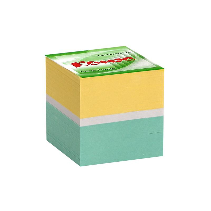 Блок для записей КОМУС на склейке 9х9х9 цветной блок 80-100г