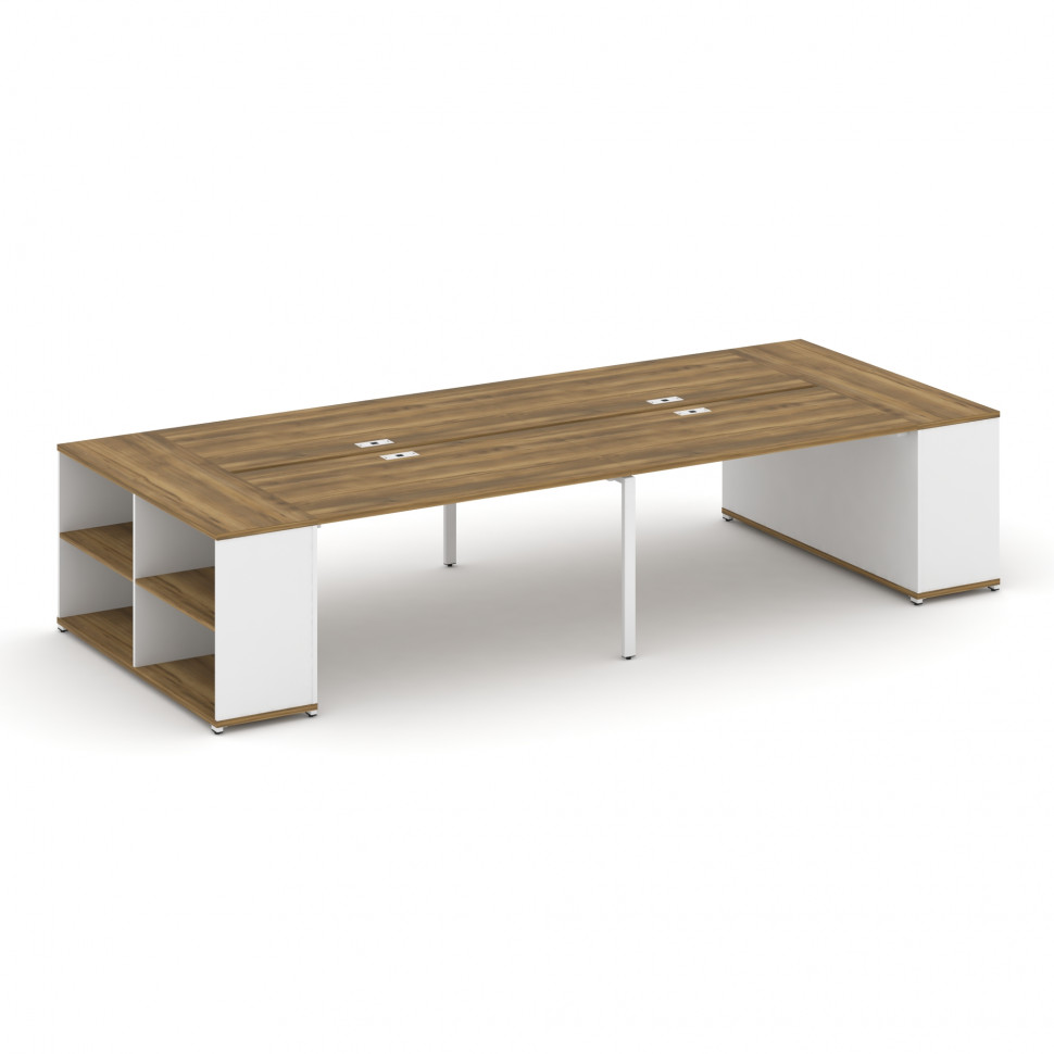 Concept Рабочая станция с опорными стеллажами CN.DRS-247 Сандал Янтарный/Белый Бриллиант/Металл Белы