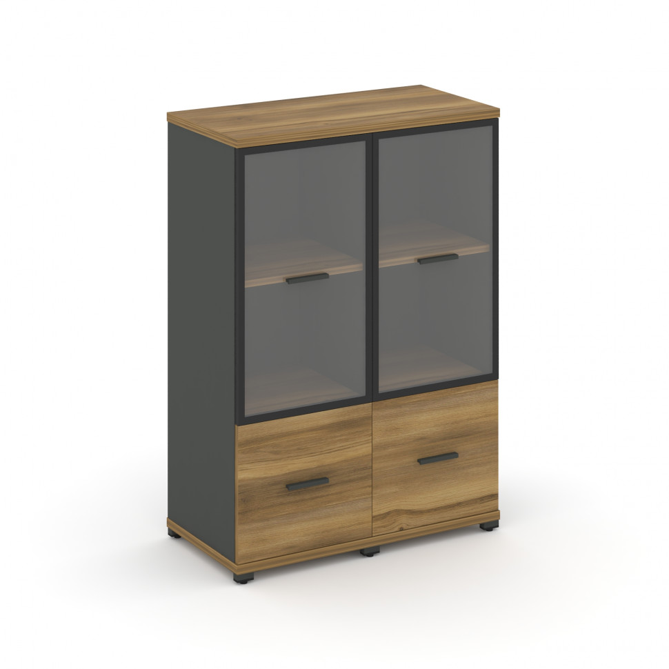 Concept Шкаф 2 узкие секции, 3 ниши CN.STU-322 RPB A Сандал Янтарный/Антрацит/Металл Антрацит/Прозра