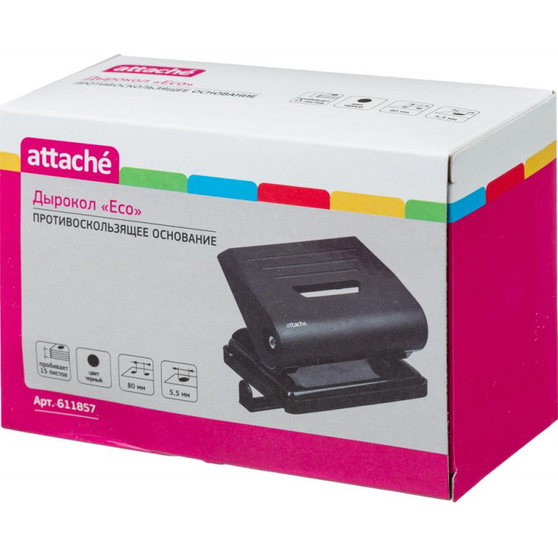 Дырокол Attache Eco до 15 листов, черный