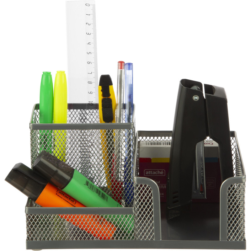 Подставка-органайзер для канц принадлежностей Attache серебр 185x93x102мм