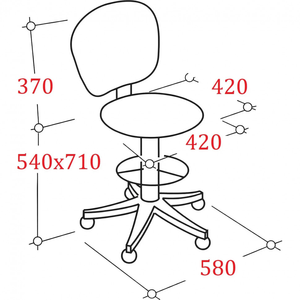 Стул лабораторный РС01.00.37 (РС37 сборный-201-01) черный