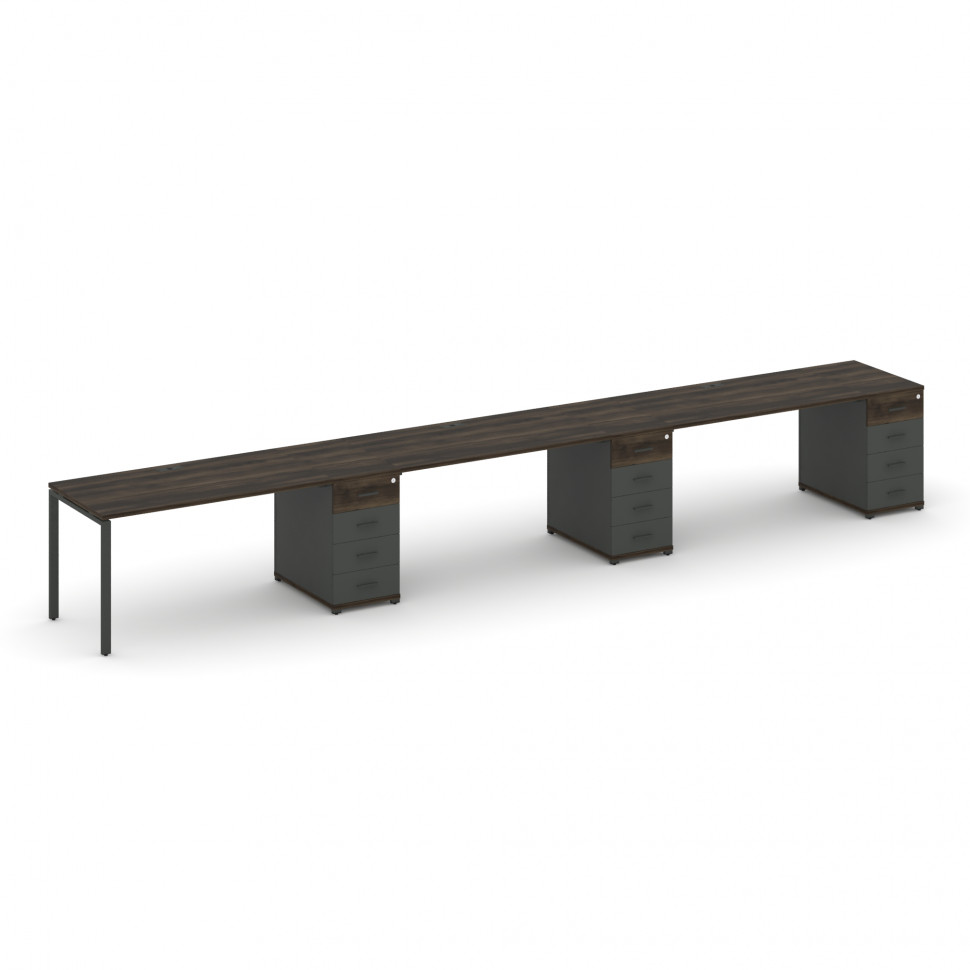 Concept Рабочая станция 3 места с 3 опорными тумбами CN.ORS-444 A Дуб Мали/Антрацит/Металл Антрацит Concept Рабочая станция 3 места с 3 опорными тумбами CN.ORS-444 A Дуб Мали/Антрацит/Металл Антрацит