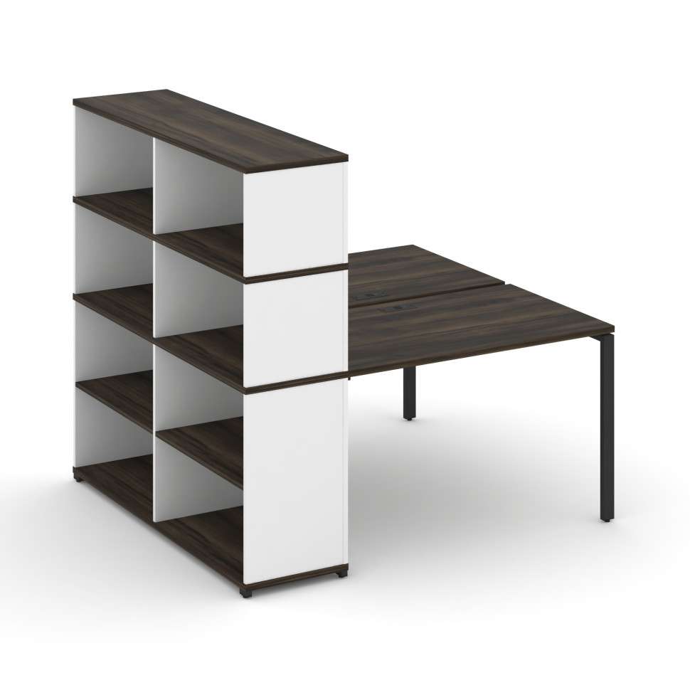 Concept Рабочая станция с опорным стеллажом с надставкой выс. CN.DRS-214 Дуб Мали/Белый Бриллиант/Ме
