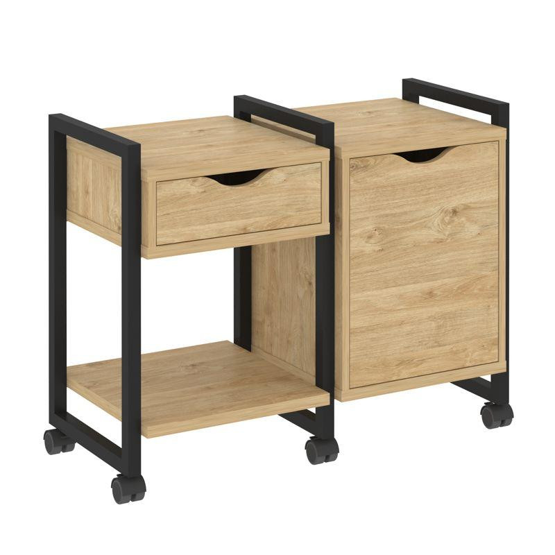 Loft Тумба на колесных опорах VR.L-TN-3.K Тиквуд Светлый/Металл Черный 970*460*767