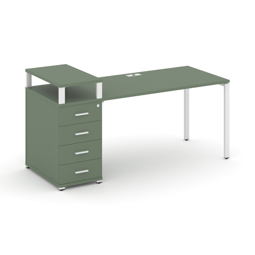 Concept Стол рабочий с 1 опорной тумбой CN.SP-409 W Кобо/Металл Белый 1400*720*917 Concept Стол рабочий с 1 опорной тумбой CN.SP-409 W Кобо/Металл Белый 1400*720*917