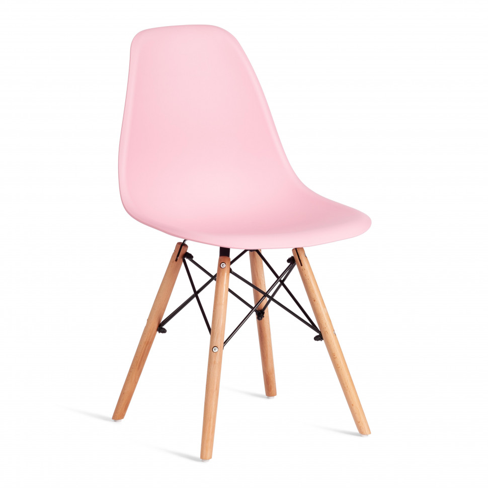 Стул CINDY (EAMES) (mod. 1801) дерево бук/металл/сиденье пластик, 45x51x82 см, Light pink (светло-розовый)