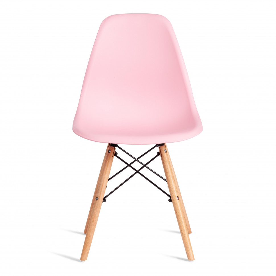 Стул CINDY (EAMES) (mod. 1801) дерево бук/металл/сиденье пластик, 45x51x82 см, Light pink (светло-розовый)