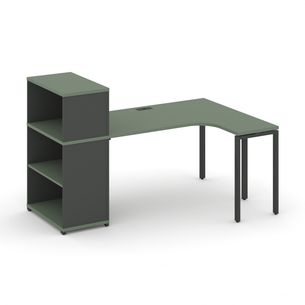 Concept Стол эргономичный с опорным стеллажом с надставкой низ. CN.SA-206(R) Кобо/Антрацит/Металл Ан