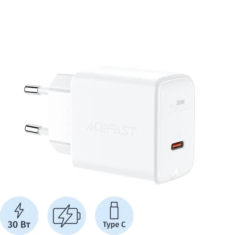 Зарядное устройство Acefast (AF-A21-WH) 30W GaN USB-C белый
