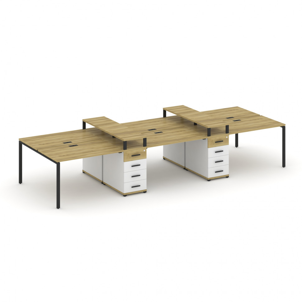 Concept Рабочая станция 6 мест с 2 опорными тумбами CN.DRS-466 B Дуб Винченцо/Белый Бриллиант/Металл