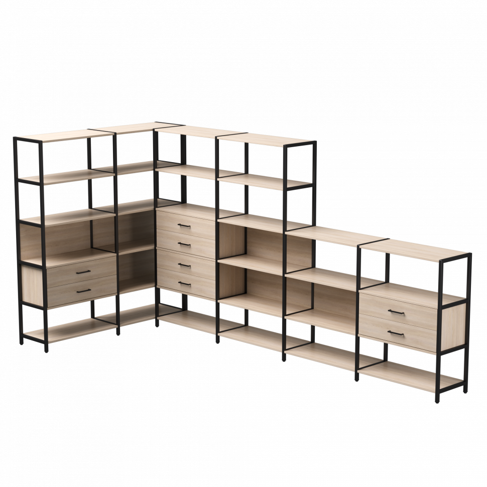 Набор стеллажных систем №18 Everprof EVO (ЭВО) 1635x3630x1840 Дуб Соната/Черный