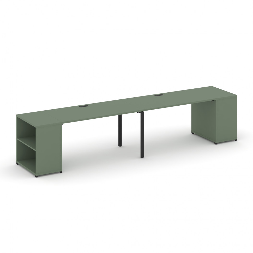 Concept Рабочая станция с опорными стеллажами CN.ORS-201 Кобо/Металл Черный 2800*720*750