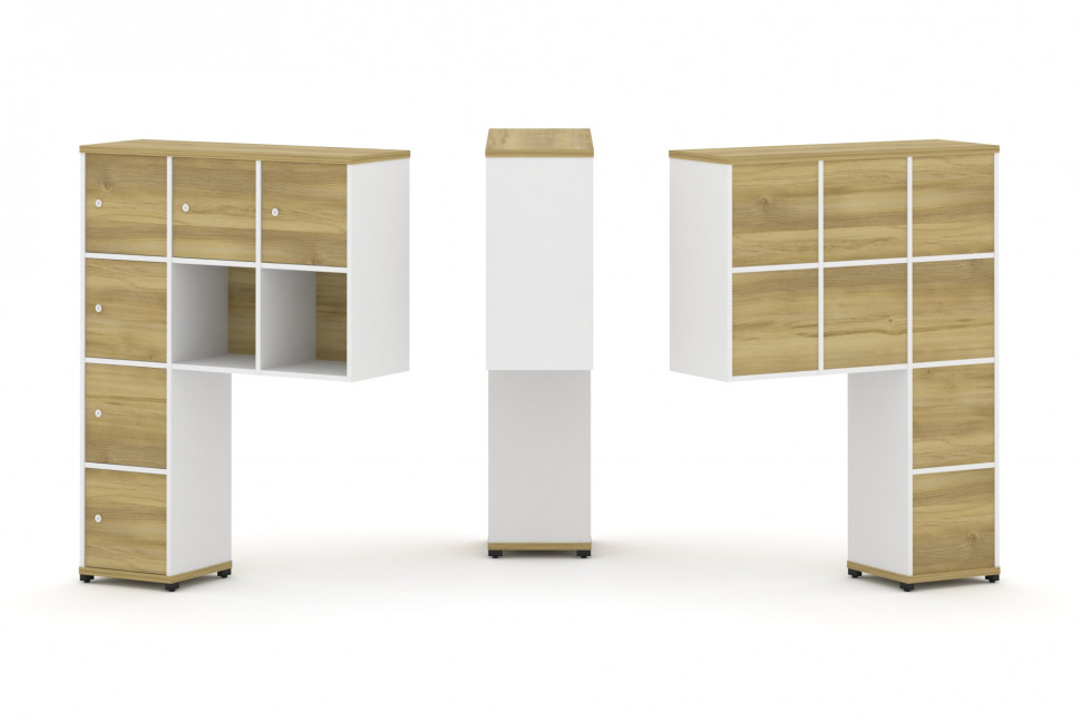 Concept Надставка высокая CN.ONV-009 Дуб Винченцо/Белый Бриллиант/Металл Черный 1099*350*1486