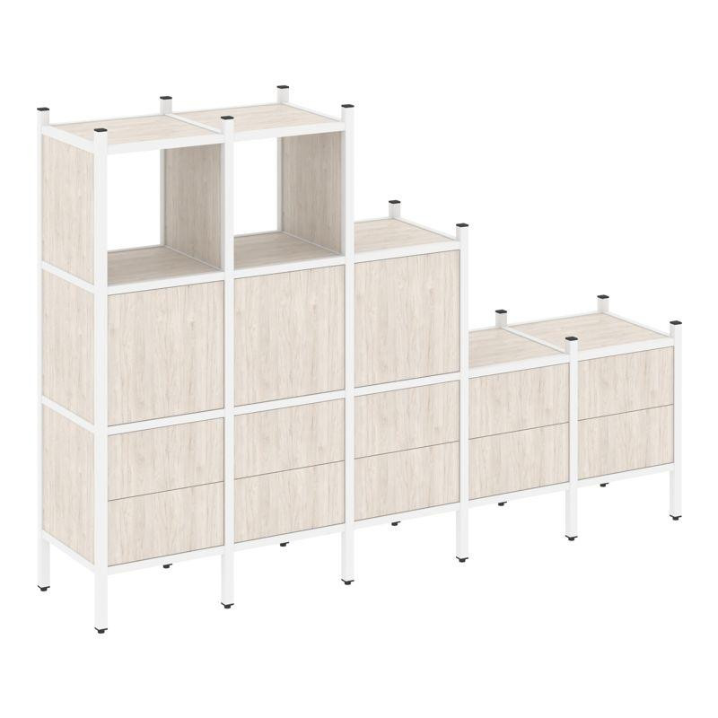 Loft Прямой стеллаж VR.L-19 Денвер Светлый/Металл Белый 2110*446*1458