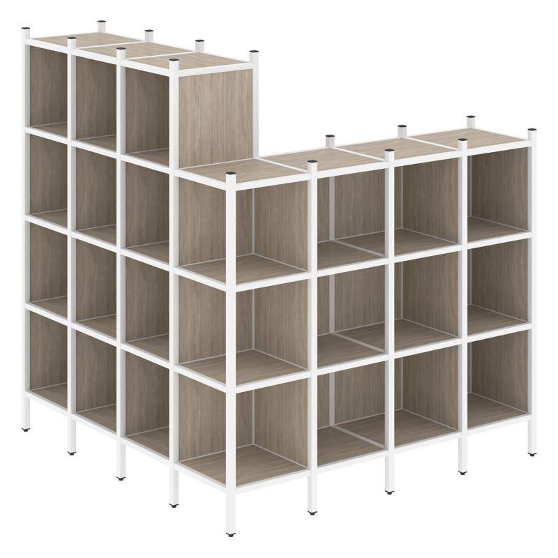 Loft Угловой внешний стеллаж наборный VR.L-60 Дуб Аттик/Металл Белый 1694*1694*1869 Loft Угловой внешний стеллаж наборный VR.L-60 Дуб Аттик/Металл Белый 1694*1694*1869