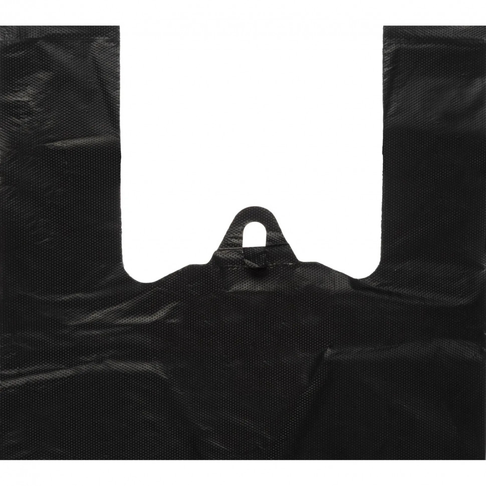 Пакет-майка ПНД 40+18x70 см, черный, усиленный, 45 мкм, 50 шт./уп