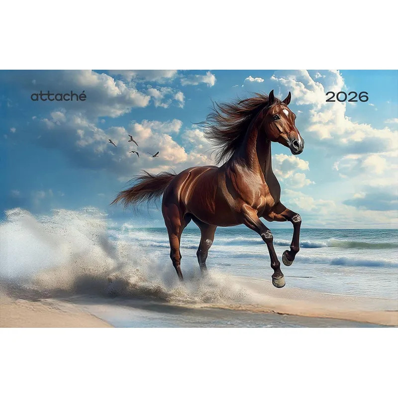 Календарь настенный 3-х блочный 2026 Attache, Лошадь и море, 305х780, 80г