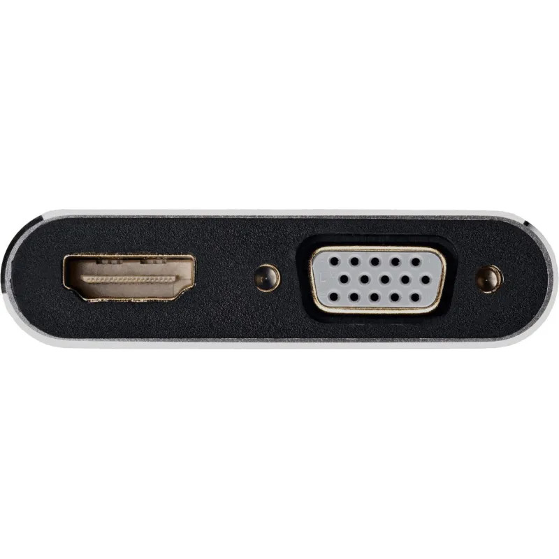 Кабель USB3.1 TypeCm - HDMI+USB3.0+PD+VGA Alum Grey 4K, Telecom <TUC055