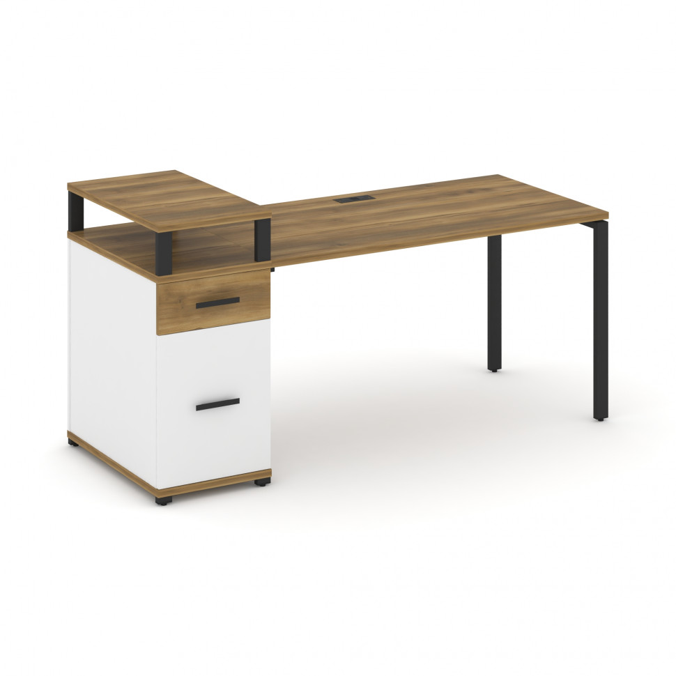 Concept Стол рабочий с 1 опорной тумбой CN.SP-415 B Сандал Янтарный/Белый Бриллиант/Металл Черный 18 Concept Стол рабочий с 1 опорной тумбой CN.SP-415 B Сандал Янтарный/Белый Бриллиант/Металл Черный 18