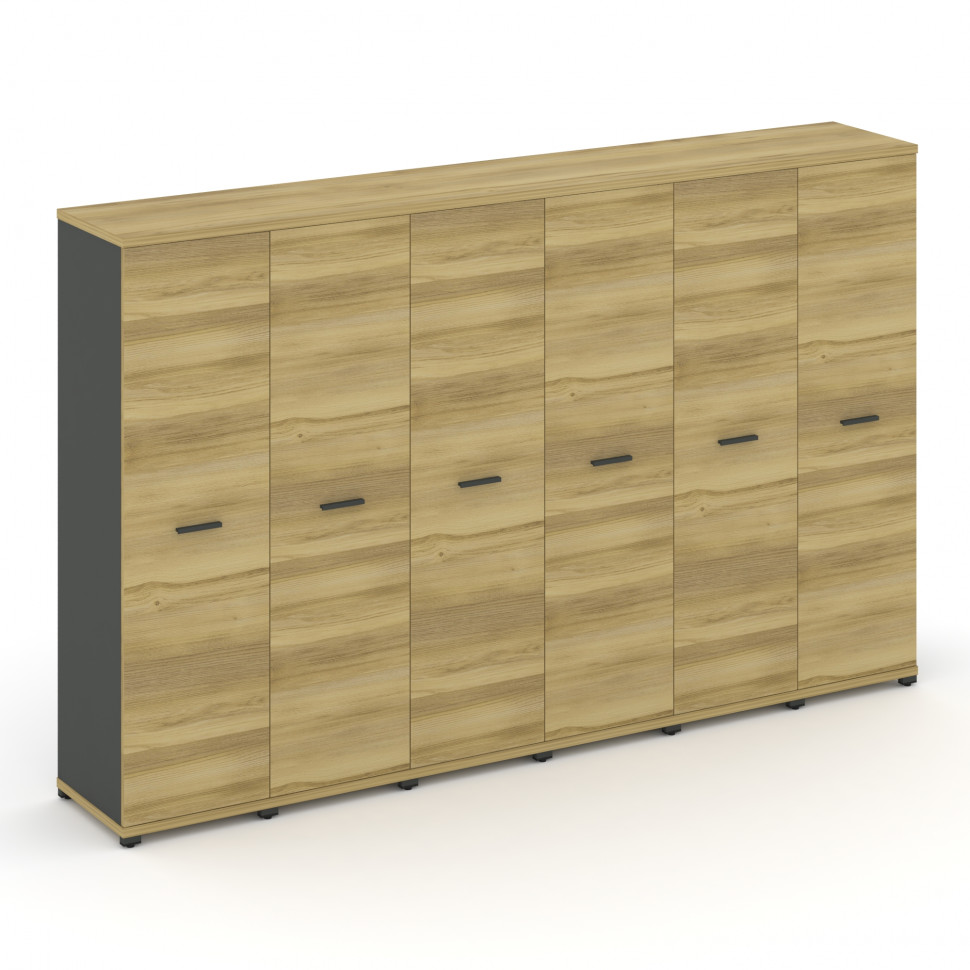 Concept Шкаф 6 узких секций, 4 ниши CN.STU-466 A Дуб Винченцо/Антрацит/Металл Антрацит 2500*420*1554