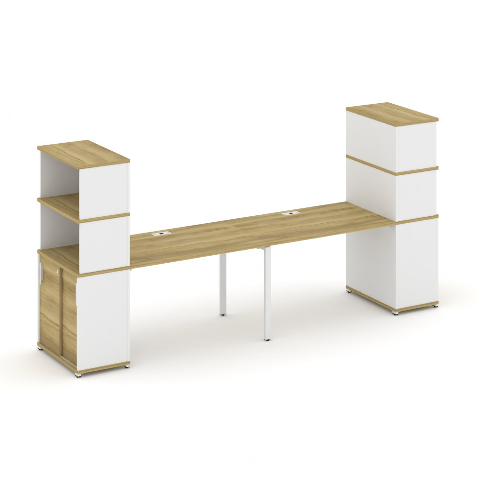 Concept Рабочая станция с опорными шкафом-купе с надставкой выс. CN.ORS-242 W Дуб Винченцо/Белый Бри