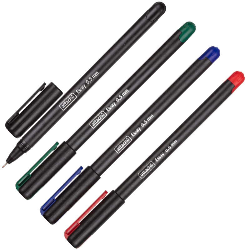 Набор шариковых ручек Attache Essay 0,5мм,масл,набор 4 цв.син+черн+зел+крас
