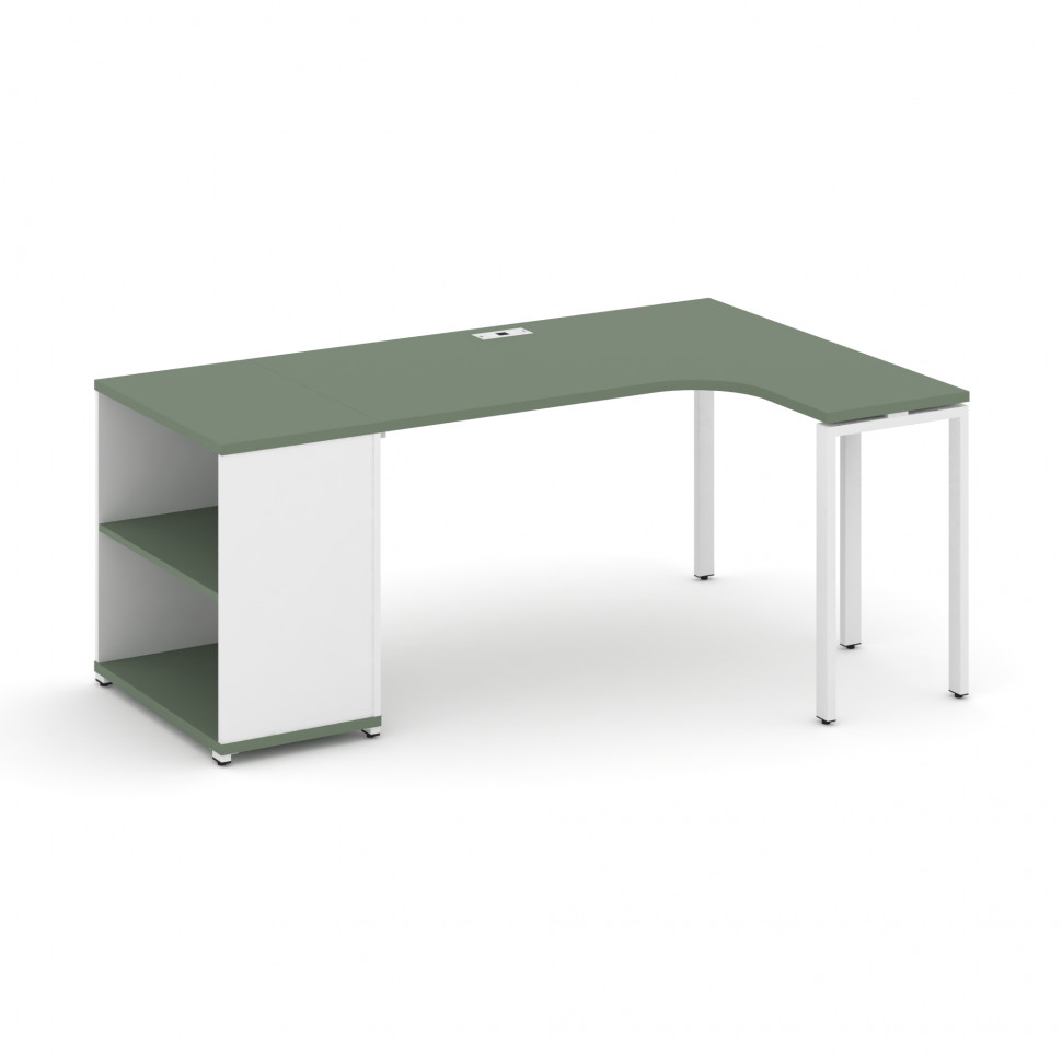 Concept Стол эргономичный с опорным стеллажом CN.SA-201(R) Кобо/Белый Бриллиант/Металл Белый 1800*11