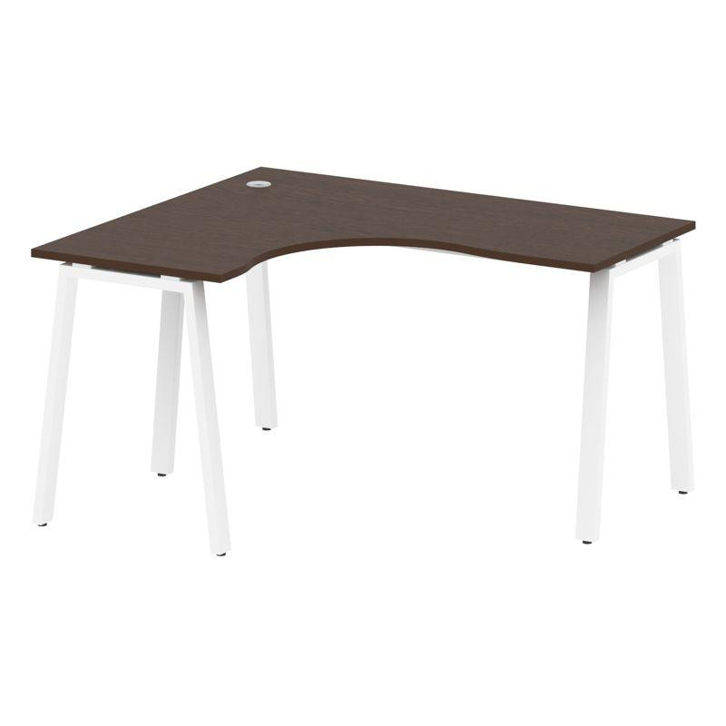 Metal System Стол криволинейный левый на А-образном м/к БА.СА-3 (L) Венге Цаво/Металл Белый 1400*120