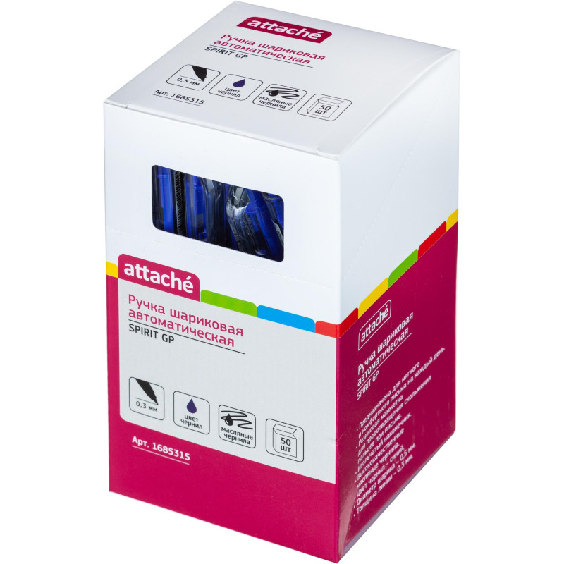 Ручка шариковая автомат. Attache SpiritGPш.0,5мм,лин0,3,син,масл,манж