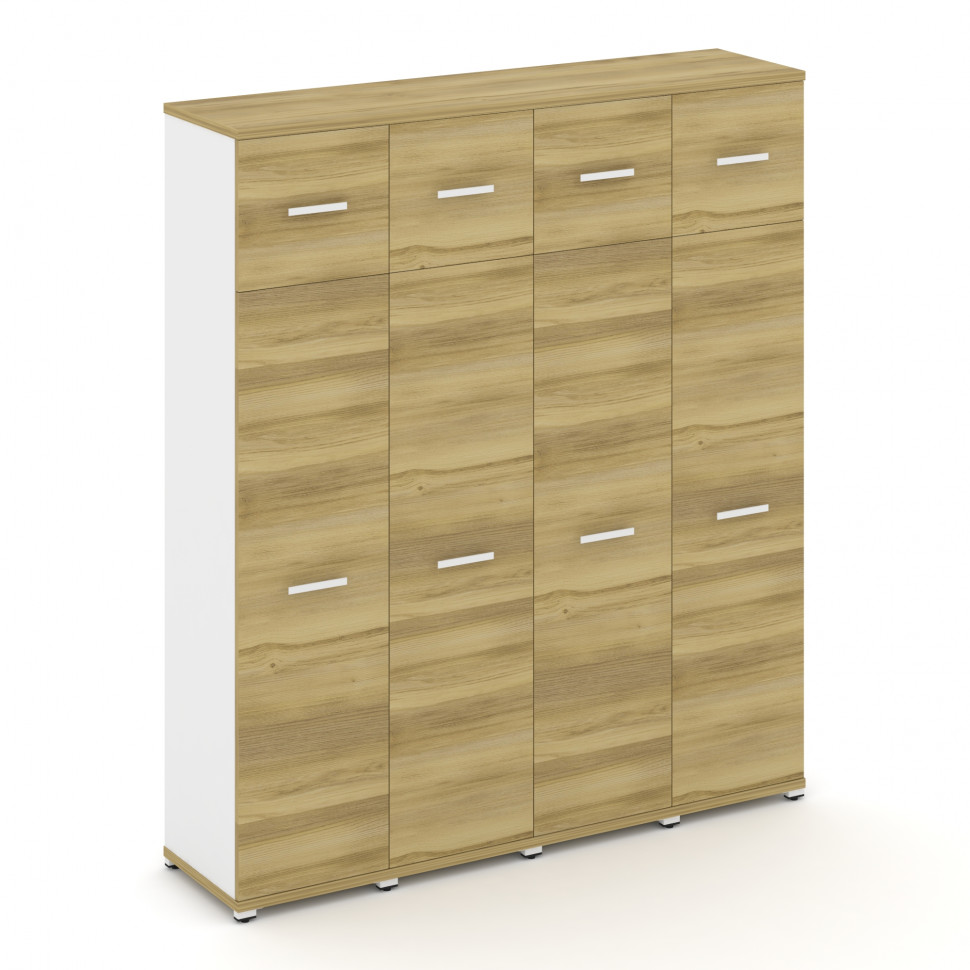 Concept Шкаф 4 узкие секции, 5 ниш CN.STU-547 W Дуб Винченцо/Белый Бриллиант/Металл Белый 1668*420*1