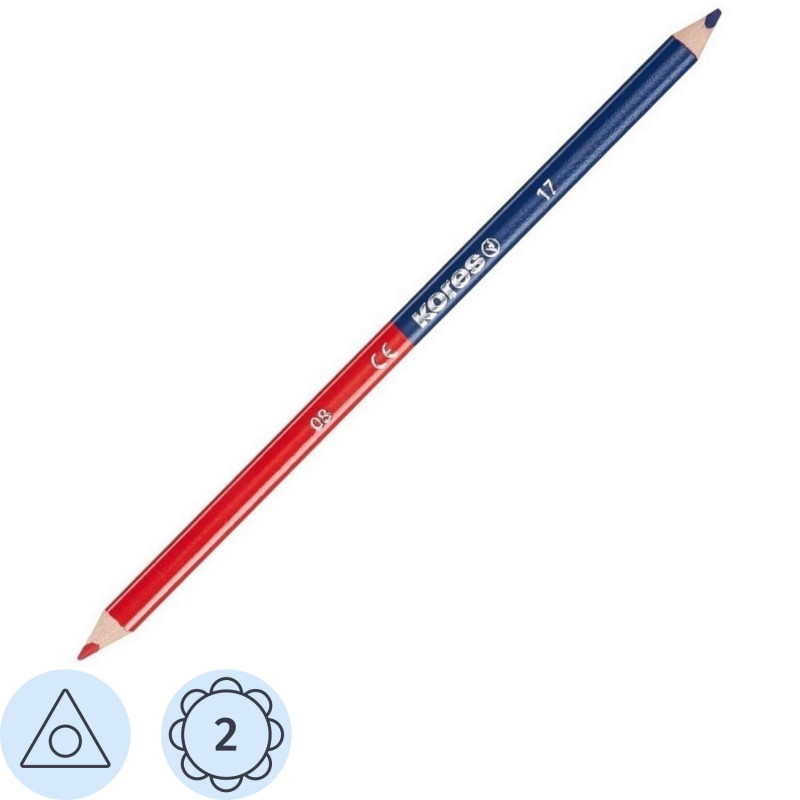 Карандаши цветные 2цв 3-гран,двустор Kores 94871.01