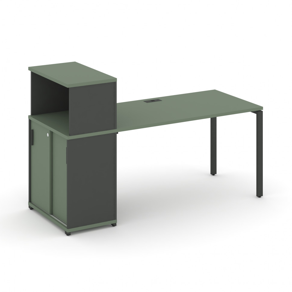 Concept Стол рабочий с опорным шкафом-купе с надставкой низ. CN.SP-239 A Кобо/Антрацит/Металл Антрац