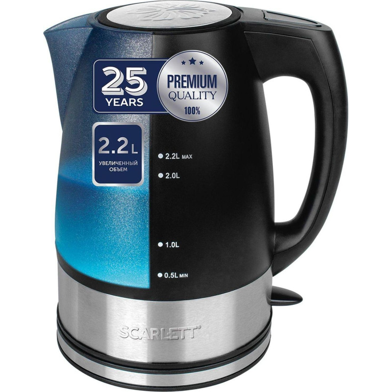 Чайник Scarlett SC-1020, 2.2л, 2200Вт, (черный)