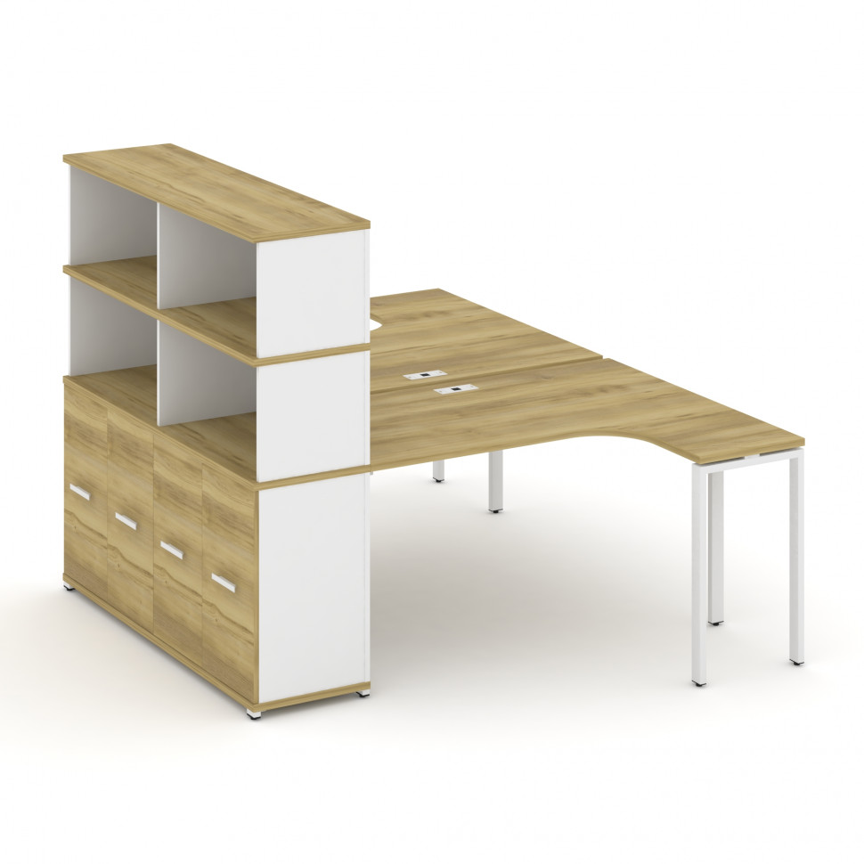 Concept Рабочая станция с опорным шкафом-купе с надставкой выс. CN.DSA-221 W Дуб Винченцо/Белый Брил