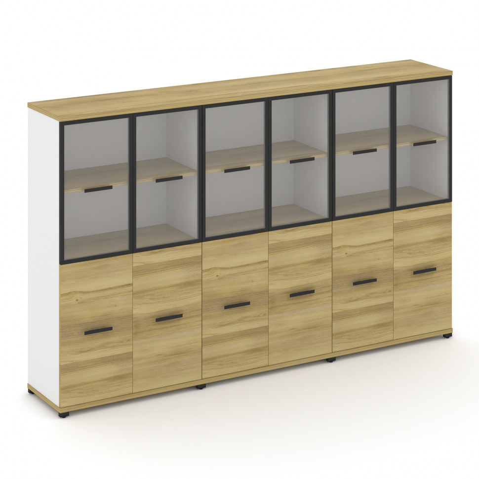 Concept Шкаф 3 широкие секции, 4 ниши CN.STS-432 RPB B Дуб Винченцо/Белый Бриллиант/Металл Черный/Пр Concept Шкаф 3 широкие секции, 4 ниши CN.STS-432 RPB B Дуб Винченцо/Белый Бриллиант/Металл Черный/Пр