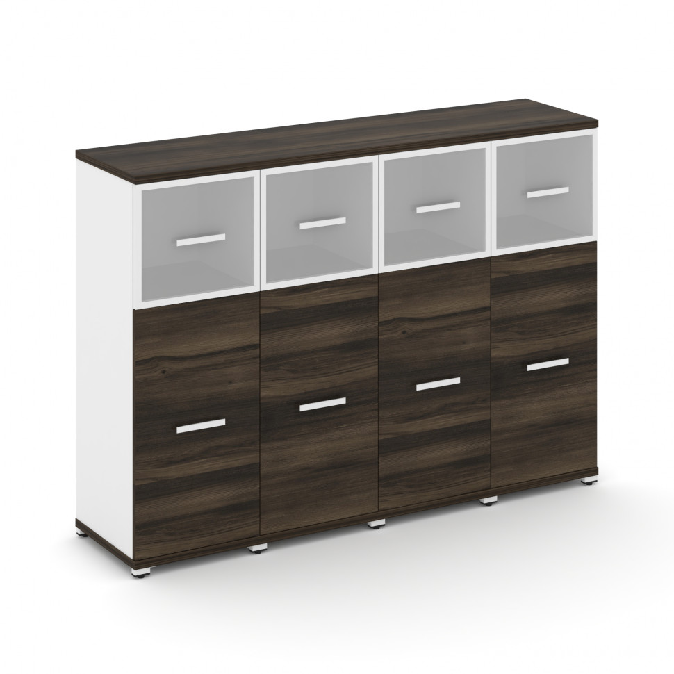 Concept Шкаф 4 узкие секции, 3 ниши CN.STU-344 RMW W Дуб Мали/Белый Бриллиант/Металл Белый/Сатин 166