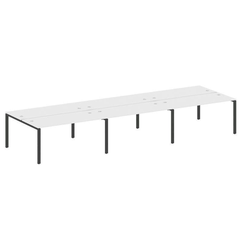 Metal System Рабочая станция на 6 мест на П-образном м/к БП.СМ-6.4 Белый/Металл Антрацит 4800*1475*7