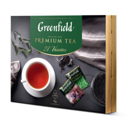 Чай GREENFIELD, НАБОР 96 пакетиков в конвертиках (24 вида по 4 пакетика), 167,2 г, картонная коробка, 1782-08
