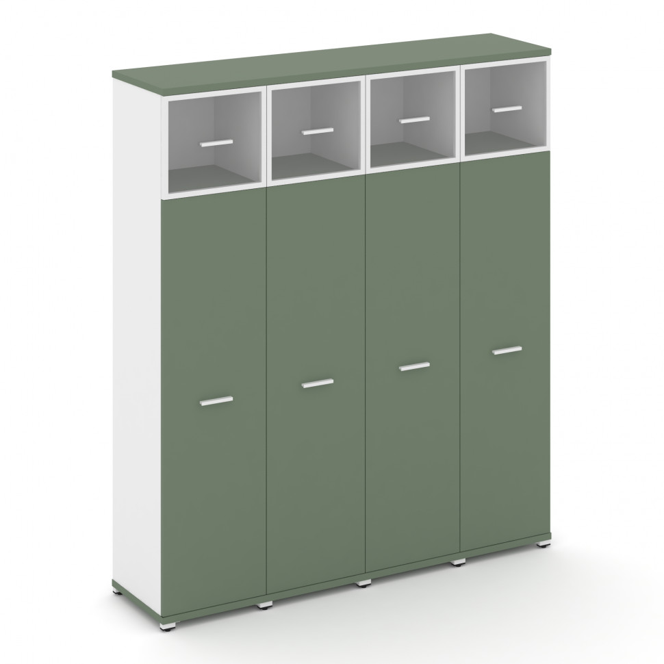 Concept Шкаф 4 узкие секции, 5 ниш CN.STU-547 RPW W Кобо/Белый Бриллиант/Металл Белый/Прозрачный 166