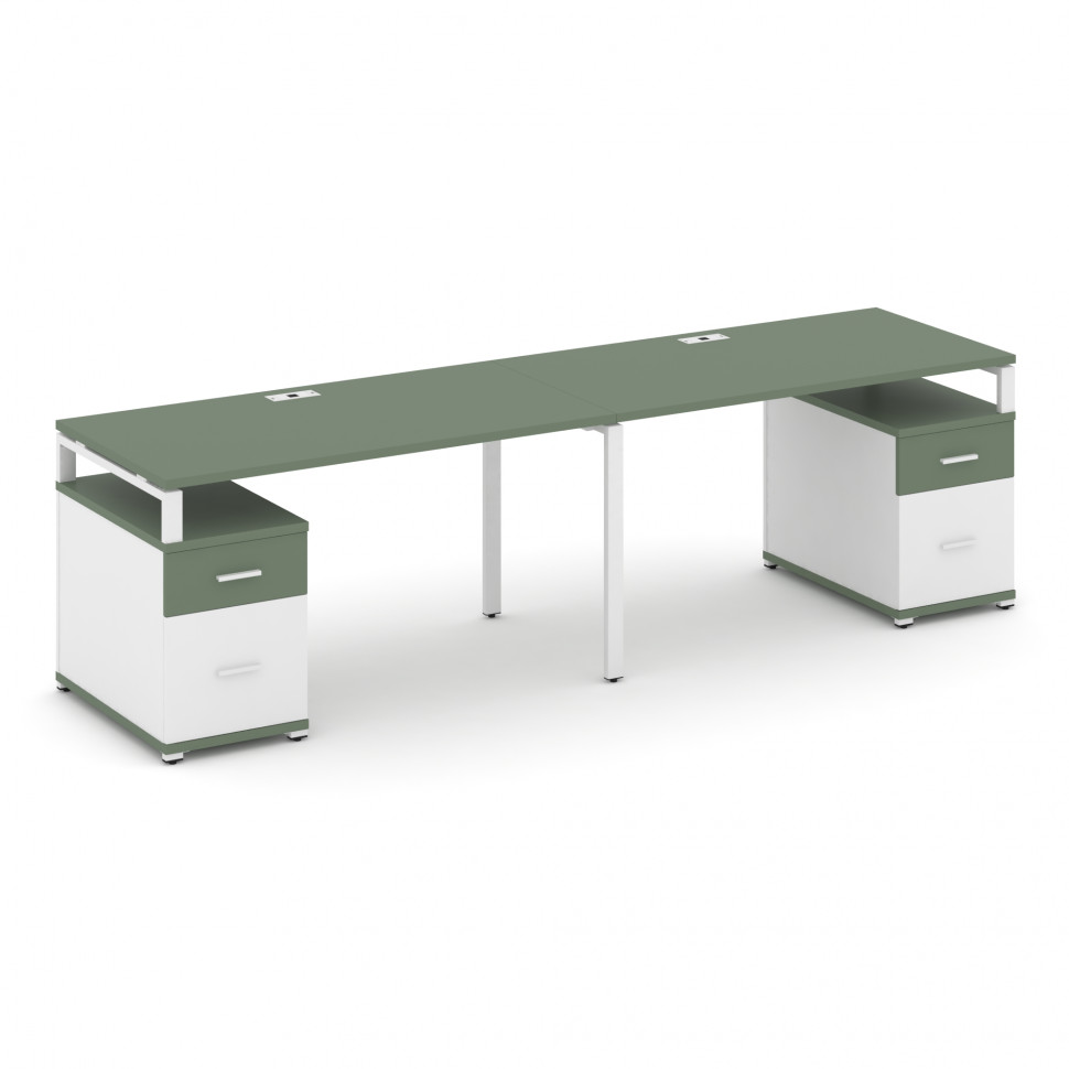 Concept Рабочая станция 2 места с 2 опорными тумбами CN.ORS-323 W Кобо/Белый Бриллиант/Металл Белый Concept Рабочая станция 2 места с 2 опорными тумбами CN.ORS-323 W Кобо/Белый Бриллиант/Металл Белый