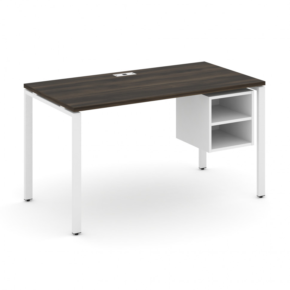 Concept Стол рабочий с подвесной тумбой с 2 открытыми нишами CN.SP-107 Дуб Мали/Белый Бриллиант/Мета