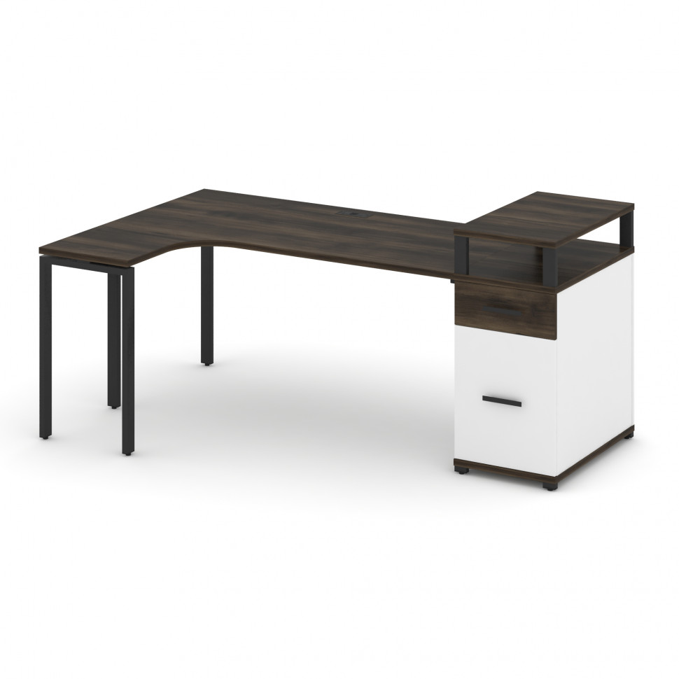 Concept Стол эргономичный CN.SA-408(L) B Дуб Мали/Белый Бриллиант/Металл Черный 2000*1180*917 Concept Стол эргономичный CN.SA-408(L) B Дуб Мали/Белый Бриллиант/Металл Черный 2000*1180*917