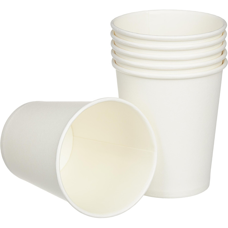 Стакан одноразовый бум 1-сл. d-80мм 200/250мл белый КОМУС 8OZ 50шт/уп