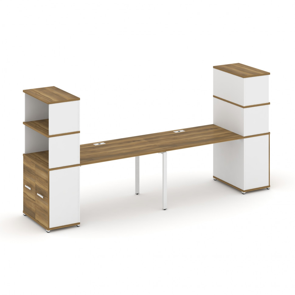 Concept Рабочая станция с опорными распаш. шкафами с надставкой выс. CN.ORS-230 W Сандал Янтарный/Бе