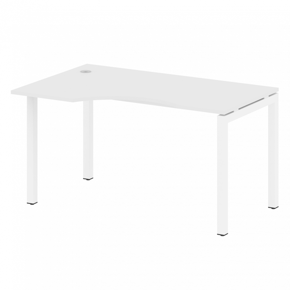 Metal System Quattro Стол криволинейный левый на П-образном м/к 50БП.СА-2 (L) Белый/Металл Белый 140